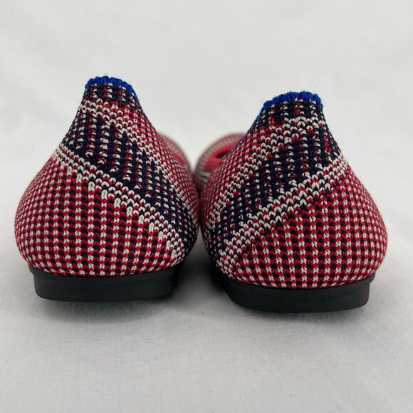 Rothy’s Mirror Stripe Red White Blue Round Toe Flats Special Edition Shoe Size 7 - Picture 6 of 14